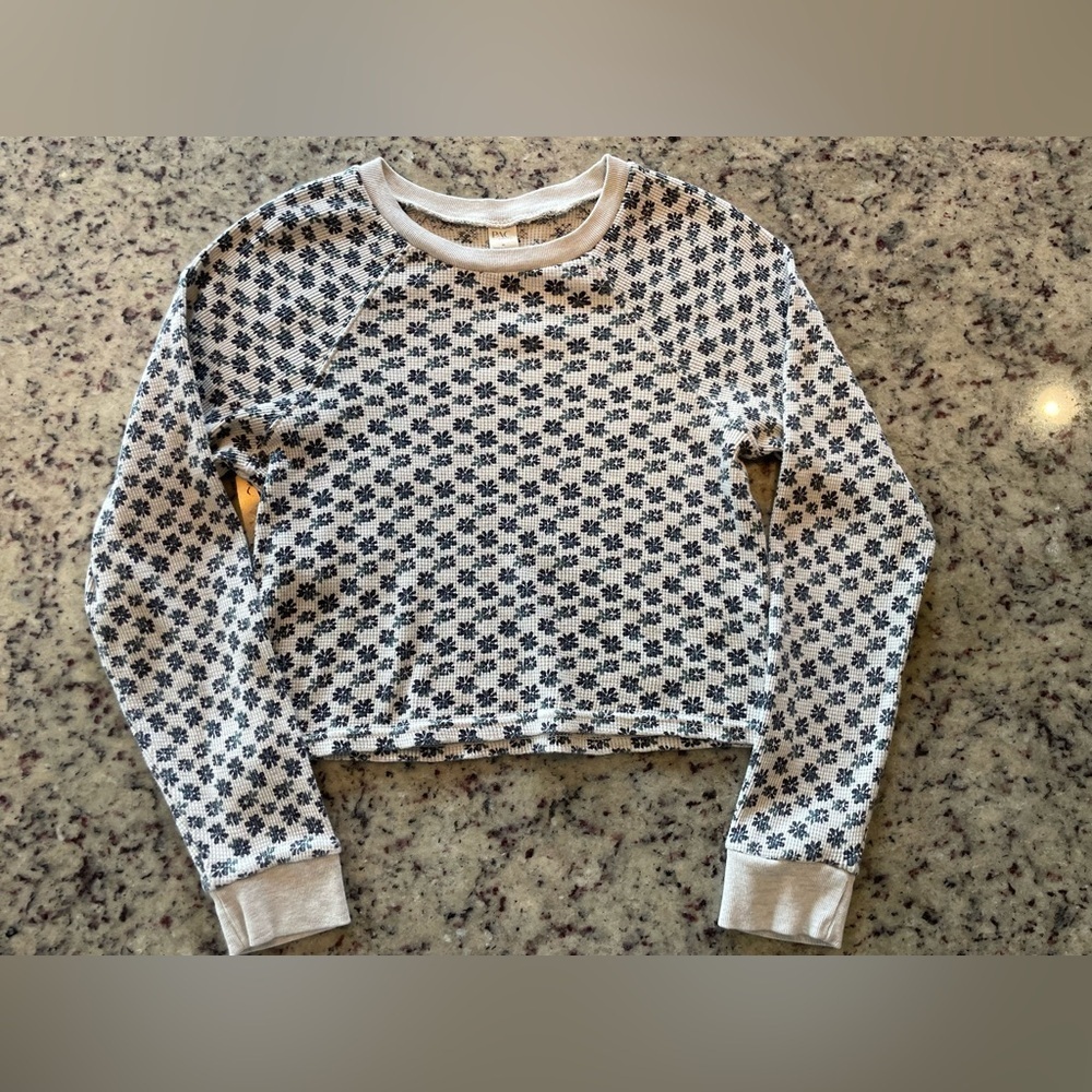 New PAC cares comfy girl cotton cropped long sleeve thermal size M